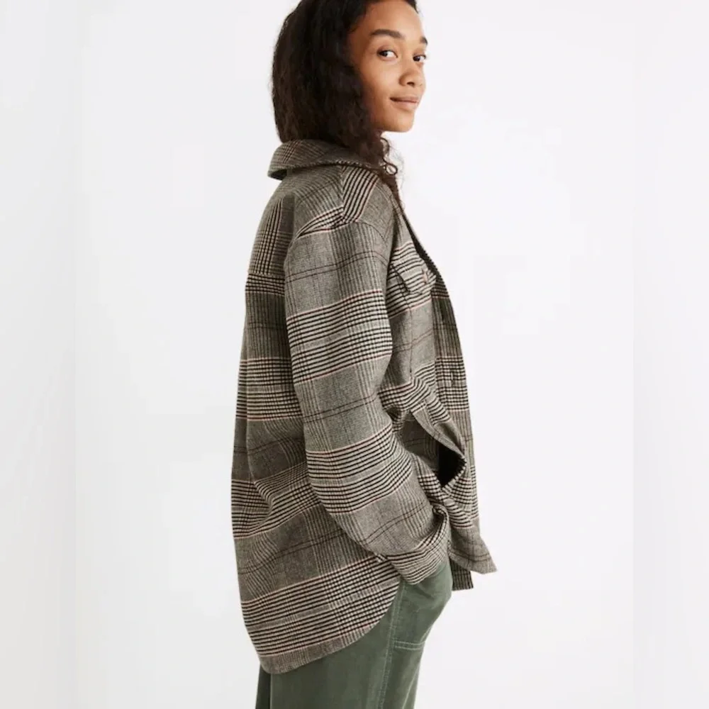 Madewell Cohancy Plaid Bonded Flannel Shirt-Jacket Gray Size Large